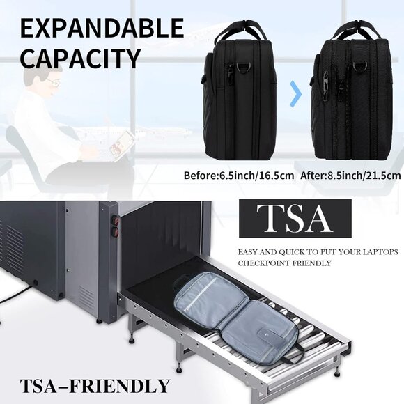 Laptop Briefcase for Women Men Fashion, TSA Friendly Expandable Laptop Bag - Picture 3 of 6
